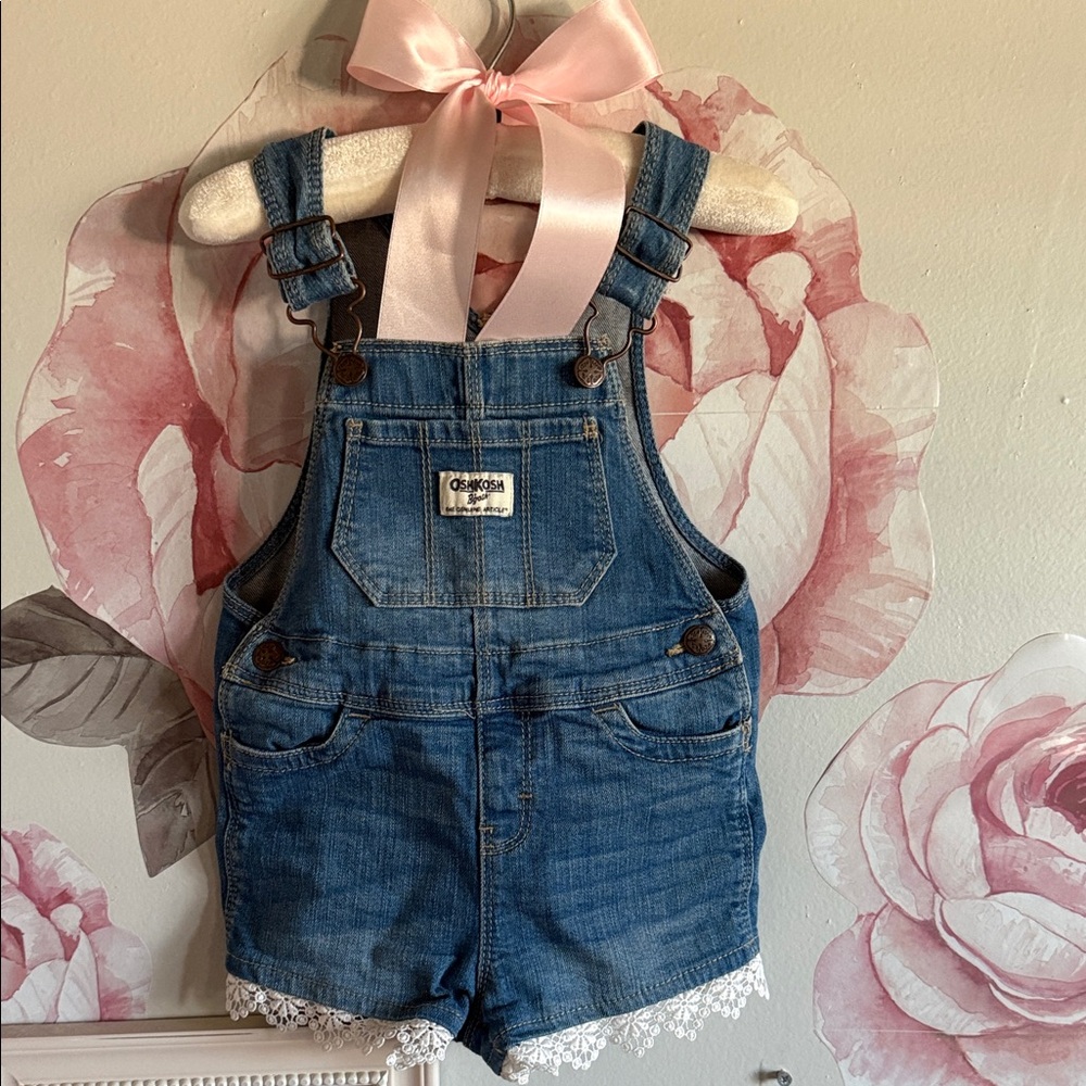 OshKosh B'gosh Blue Denim Overalls with Lace